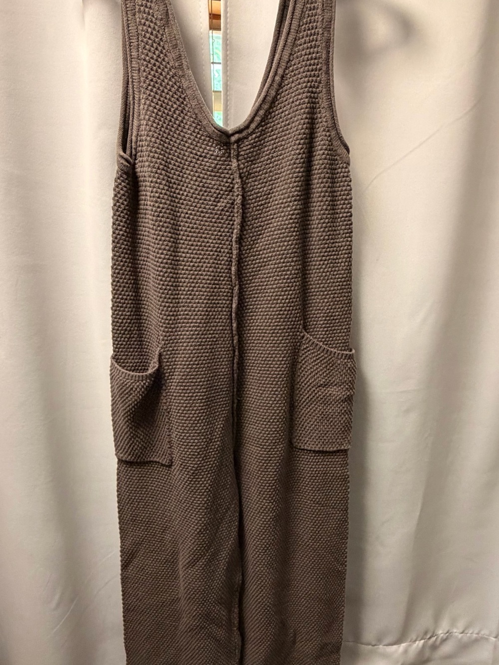 Together Taupe Textured Knit Sleeveless Jumpsuit